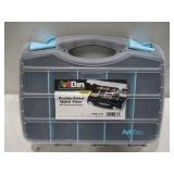 NEW ArtBin 6877AG Double-Sided Quick View Carrying Case, Portable Art & Craft Organizer with Removable Dividers, [1] Plastic Storage Case, Black/Aqua with Clear Lid