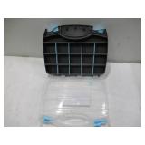 NEW ArtBin 6877AG Double-Sided Quick View Carrying Case, Portable Art & Craft Organizer with Removable Dividers, [1] Plastic Storage Case, Black/Aqua with Clear Lid