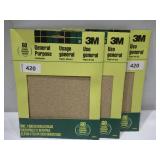 NEW 3 Packs of 3M 11 in. L x 9 in. W Fine Aluminum Oxide Sandpapers 60 Grit - 4 Sheets per Pack
