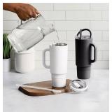 NEW Ello Port 40-oz. Stainless Steel Tumbler with Handle - Black and White