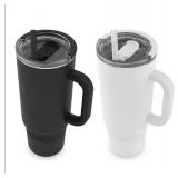 NEW Ello Port 40-oz. Stainless Steel Tumbler with Handle - Black and White