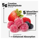 NEW Force Factor Creatine Monohydrate Gummies, 5g Dose for Men & Women to Support Muscle, Strength, Recovery, Cognitive Health & Memory, Mixed Berry, 150 Gummies