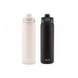 NEW Ello Pop & Fill 22oz. Stainless Steel Water Bottle with Leak Proof Locking Lid, 2-Pack - Dunes/Charcoal