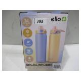NEW Ello Pop & Fill 22oz. Stainless Steel Water Bottle with Leak Proof Locking Lid, 2-Pack Cornflower/ Blush Breeze