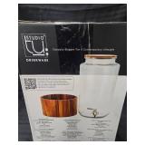 2.2 Gallon Glass Drink Dispenser with Acacia Wood Stand