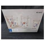 5 Piece Stars Glassware Set, One Pitcher and 4 Glasses
