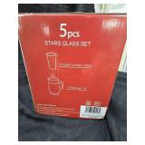 5 Piece Stars Glassware Set, One Pitcher and 4 Glasses