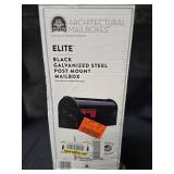 Elite Black Steel Post Mount Mail Box