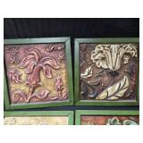 (4) Decorative Flower Wall Art