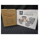 Set of 4 Stainless Steel Mugs and Happy Twisting Ice Cup