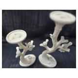Unique Bird Candle Holders White