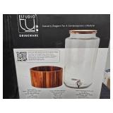 Studio TU Glass Drink Dispenser w/ Acacia Wood Stand