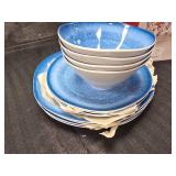 5 pc Star Glassware Set and set Of Blue plates