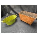 2 Decorative Tin Baskets Magazine Holder -Plant Holder