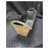 2 Decorative Tin Baskets Magazine Holder -Plant Holder