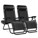 Adjustable Zero Gravity Patio Chair Recliner w/ Cup Holders (ONE CHAIR ONLY) Black