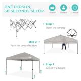 One-Person Setup Instant Pop Up Canopy w/ Case, 4 Weight Bags - 10x10ft (Gray)
