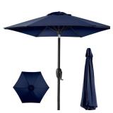 Outdoor Market Patio Umbrella w/ Push Button Tilt, Crank Lift - 7.5ft (Navy Blue)