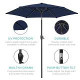Outdoor Market Patio Umbrella w/ Push Button Tilt, Crank Lift - 7.5ft (Navy Blue)