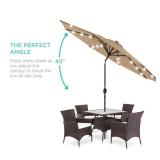 Solar LED Lighted Patio Umbrella w/ Tilt Adjustment, UV-Resistant - 10ft (Tan)