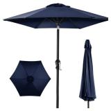 Outdoor Steel Market Patio Umbrella Decoration w/ Tilt, Crank Lift - 10ft (Navy Blue)