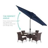 Outdoor Steel Market Patio Umbrella Decoration w/ Tilt, Crank Lift - 10ft (Navy Blue)