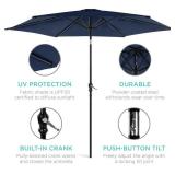 Outdoor Steel Market Patio Umbrella Decoration w/ Tilt, Crank Lift - 10ft (Navy Blue)