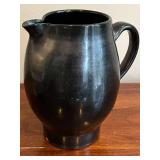 DR - Prinknash Abbey Pottery Pitcher & Small Vintage Black on Black Pottery Dish - Black Glaze