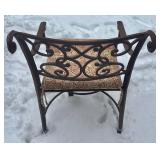 D - Wrought Iron Round Patio Table with 4 Cushioned Chairs