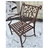D - Wrought Iron Round Patio Table with 4 Cushioned Chairs