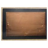 LL - Vintage Landscape Print - Trees by Water with House, Gold Frame