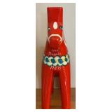 LL - Large Dala Horse - Hand-Painted Red Wooden Folk Art Figure