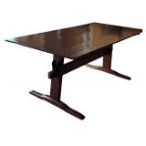 LL - Vintage Solid Wood Rectangular Table - Dark Finish, Removable Top