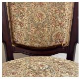 LL - Antique Victorian East Lake Walnut Parlor Armchair - Floral Tapestry Upholstery