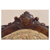 LL - Antique Victorian East Lake Walnut Parlor Armchair - Floral Tapestry Upholstery