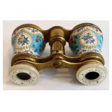 DR - LEMAIRE FT PARIS Opera Glasses - Antique French, Floral Enamel, Mother-of-Pearl Eyepieces