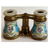 DR - LEMAIRE FT PARIS Opera Glasses - Antique French, Floral Enamel, Mother-of-Pearl Eyepieces
