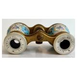 DR - LEMAIRE FT PARIS Opera Glasses - Antique French, Floral Enamel, Mother-of-Pearl Eyepieces