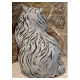 Ll - Vintage Ceramic Cat Figurine - White & Black Stripes