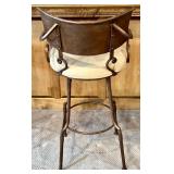 Ll - Three Bar Stools - Iron Frame with Beige Cushions