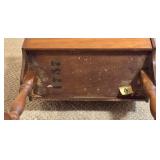 LL - Vintage Wooden Sewing Box on Pedestal Stand