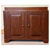 LBR - Antique Wooden Dry Sink Cabinet - Dark Brown, 2 Doors