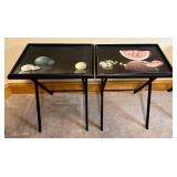 LBR - Artex Tables TV Trays - Vintage Folding Fruit-Print Nesting Tables
