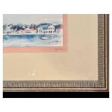 Watercolor Harbor Town Framed Artwork