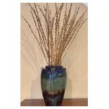 LL - Ceramic Vase - Blue-Brown Glaze with Faux Willow Sticks