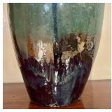LL - Ceramic Vase - Blue-Brown Glaze with Faux Willow Sticks