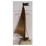 LL - Vintage Demott Sailboat Sculpture - Brass & Copper