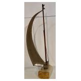 LL - Vintage Demott Sailboat Sculpture - Brass & Copper