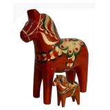 LL - Nils Astrid Dala Horse Pair - Hand-Painted Red Swedish Folk Art