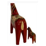LL - Nils Astrid Dala Horse Pair - Hand-Painted Red Swedish Folk Art